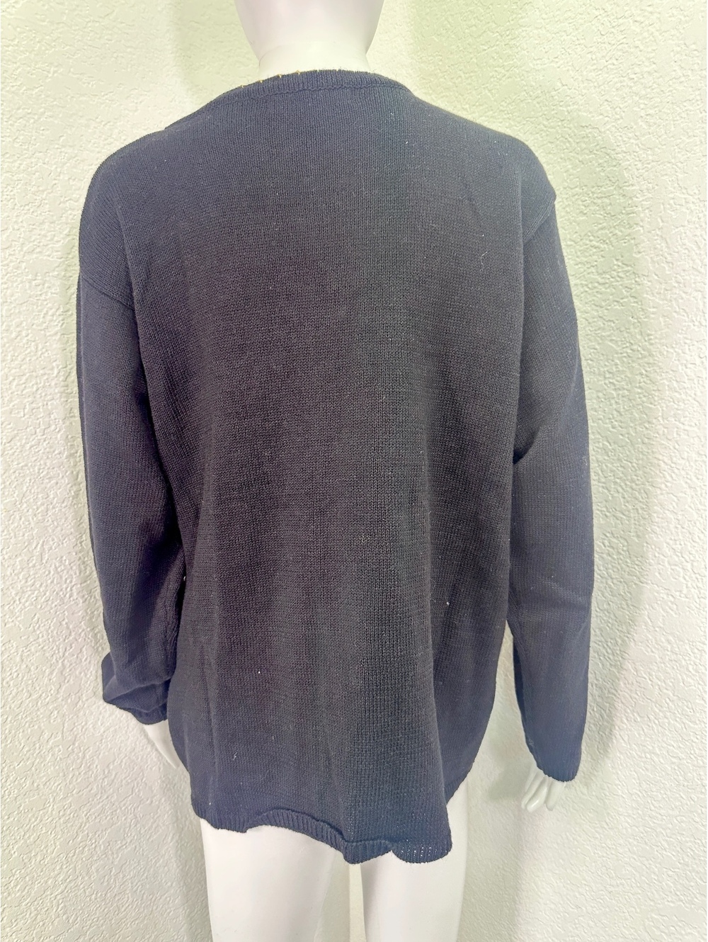 VTG Women’s Sz XL Arriviste Black Beaded Floral Cardigan Sweater Cottagecore - Picture 4 of 9